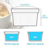 Ramekins Set with 6 Silicone Lids, Mothers Day Gifts Creme Brulee Making Set, Set of 6 Porcelain Ramekins, Oven Safe Covered Bowls & Soufflé Ramiken PLSFIT