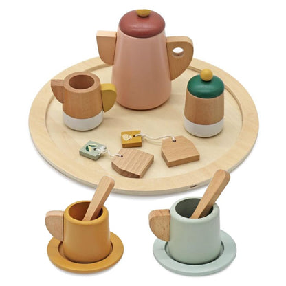 Touch us Wooden Toy Tea Set for Little Girls,Toddler Tea Set Play Kitchen Accessories for Children, Premium Solid Wood Pretend Play Food Playset for Kids Tea Party - WoodArtSupply