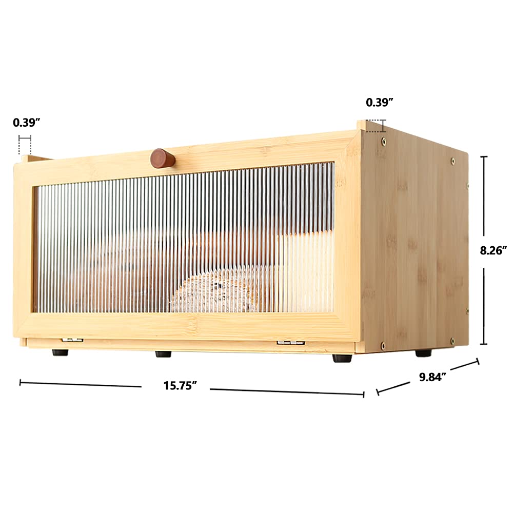 ETMI Bamboo Bread Box for Kitchen Counter-Large Capacity Bread Storage Container Farmhouse Bread Box with Window Bread Holder ETMI