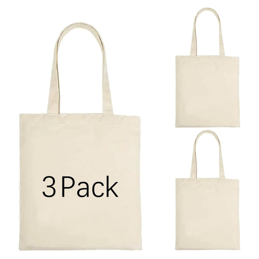 ORJ 3 PCS Sublimation blank canvas bags bulk,Polyester Tote Bags for Sublimation, 12.2 x 14.2Inch Blank Canvas Tote Bags DIY custom Shopping Bag