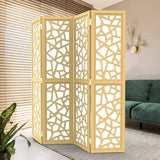 VINGLI 70'' H Room Divider, Non-Woven Fabric Privacy Screen, Indoor Partition Wall Dividers, Freestanding Hinged Space Separator with Modern Unique Pattern (Gold, 4 Panel) VINGLI