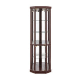 JIJIWANG 70" H Corner Glass Cabinet Lighted Curio Cabinet Corner Display Case for Living Room, Curio Cabinets, Antique Collection, Wine, Bar Glass Storage Light Included, (Dark Cherry) JIJIWANG