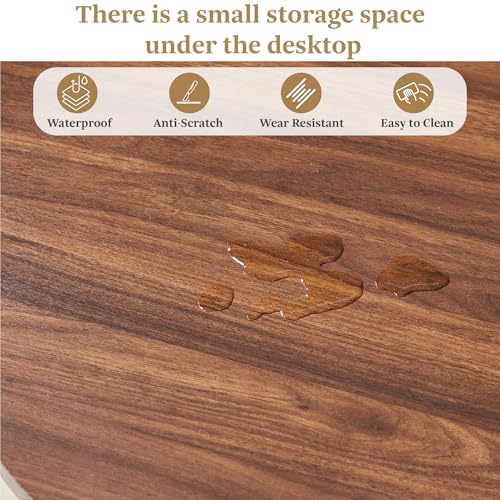 weselon 43"-59" Extendable Round to Oval Dining Table with Hidden Storage, Modern Wooden Kitchen Table with Fluted Sliding Door Cabinet, Expandable Dinner Table for Dining Room Living Room (Walnut) weselon