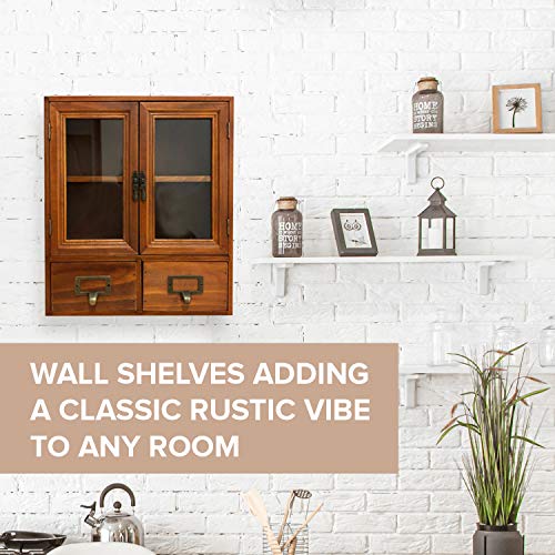 Primo Supply Rustic Floating Wall Cabinet with Glass Doors and Drawers for Stylish Storage Primo Supply