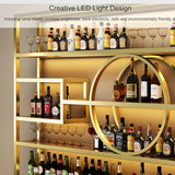 Floating Bar Shelves Wine Rack Wall Mounted Liquor Bottle Display Shelf with Hanging Wine Glass Rack Liquor Cabinet Bar for Home Whiskey Shelf for Cafe Kitchen Living Room Restaurant(Gold,16 Generic