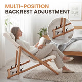 DAYAOUTDOOR Folding Wooden Lounge Chairs Set of 2, Outdoor Adjustable Reclining Patio Beach Chair with Thick Cushion, Portable Deck Lounge Chair for Backyard Lawn Pool Camping Balcony, Beige