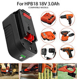 TenHutt 【Lithium-ion | NOT Ni-Mh】 2Pack 3.0Ah 18V Replacement Battery for Black and Decker 18V HPB18 HPB18-OPE 244760-00 A1718 FS18FL FSB18 Firestorm Cordless Power Tools lithium Battery TenHutt