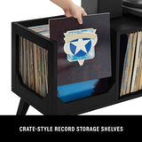 Crosley Furniture Asheville Mid-Century Modern Media Console Record Player Stand, Storage for Vinyl Records, Black Crosley Furniture