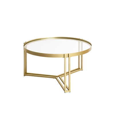 Walker Edison Taylee Contemporary Metal and Glass Coffee Table, 33 Inch, Gold - WoodArtSupply