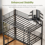 AEMSOFK Metal Triple Bunk Bed, Twin Triple Bunk Bed, 3 Bed Bunk Beds for 3, Heavy Duty Triple Beds for Kids, Slat Support,Noise Reduced Structure,No Box Spring Needed(Black) AEMSOFK