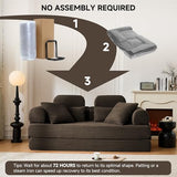 KSTNLUXQ 79" Sofa Bed, Deep Seat 32" Sleeper Sofa, 5-in-1 Convertible Sofa Bed, Boneless Couch in a Box, Corduroy Floor Futon with Thickened backrest and Headrest Pillows, Side Pockets, Brown KSTNLUXQ