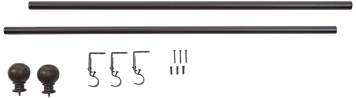 Home Décor Int'l Wood Ball Drapery Rod Set, 36-72", Brown Oak (JC-21095CO) Home Décor Int'l