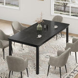 dainslef 79 Inch Industrial Dining Table, Large Rectangle Kitchen Table with Metal Legs, Round Corners, Wooden Conference Tables Writing Desk for Dining Room, Living Room, Classic Black dainslef