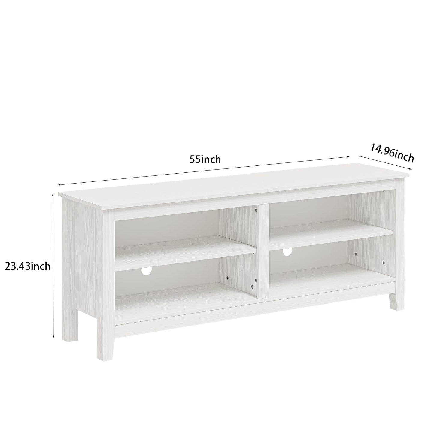 Panana TV Stand, Classic 4 Cubby TV Stand for 60 inch TV, Entertainment Center Media Television Stand for Living Room Bedroom (White, 55 inch)