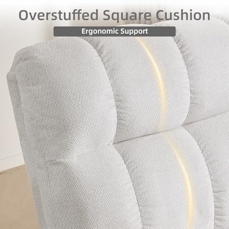 ParlorDream Oversized Rocker Recliner Chair, Overstuffed Extra Wide Manual Rocking Recliner, Adults Chair for Big Man, Reclining Sofa Chairs for Living Room, Beige ParlorDream