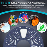 SUNLU 4KG 3D Printer Filament PLA Plus 1.75mm Black, Neatly Wound PLA+ Filament 1.75mm, PLA Filament Bundle for Most FDM 3D Printer, 1kg Spool, 4 Packs, Black