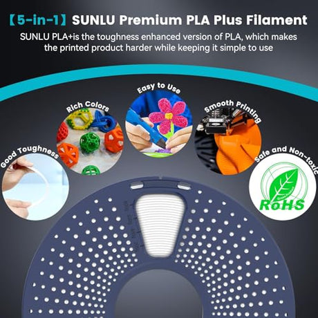 SUNLU 4KG 3D Printer Filament PLA Plus 1.75mm Black, Neatly Wound PLA+ Filament 1.75mm, PLA Filament Bundle for Most FDM 3D Printer, 1kg Spool, 4 Packs, Black SUNLU