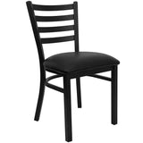 Flash Furniture Hercules Series Commercial Ladder Back Restaurant Chairs, Modern Lightweight Metal Dining Chairs with Padded Seats, Set of 2, Black Flash Furniture