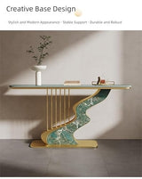 Modern Console Table with Sintered Stone Top & Metal Base, Narrow Entryway Table for Foyer & Living Room(Black+Gray,47.2"/120cm) wihgony
