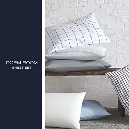Nautica - Twin/Twin XL Bed Sheets, Cotton Percale Bedding Set with Matching Pillowcase, Crisp & Cool, Fully Elasticized, Dorm Essentials (Herringbone Coastal Blue) Nautica