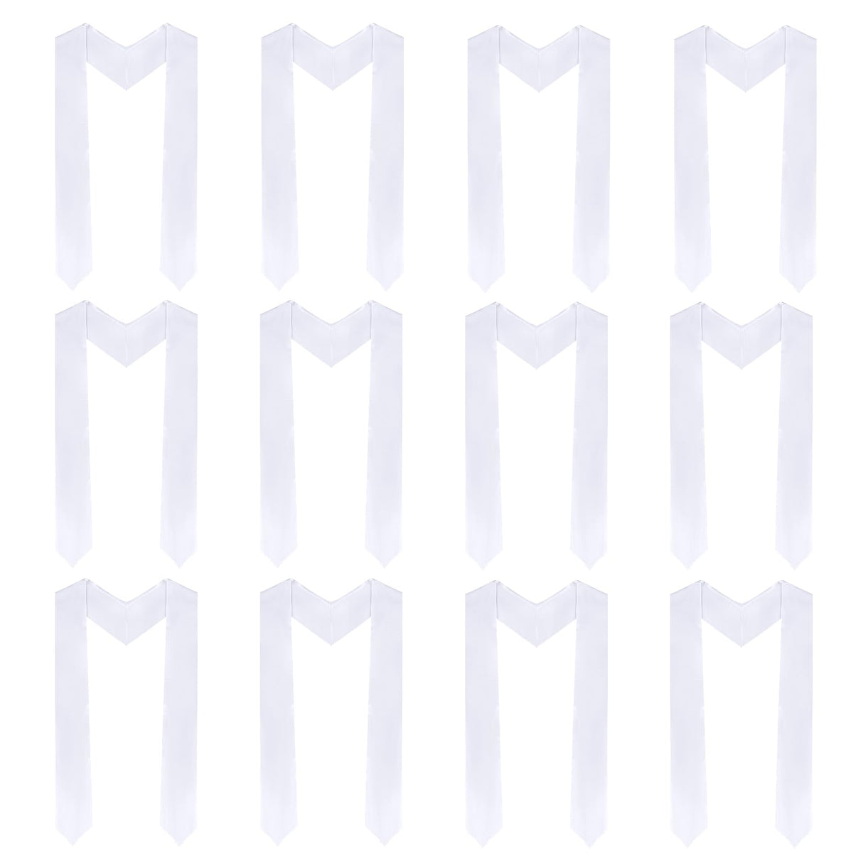 baotongle 12 Pieces Unisex Graduation Stole Sublimation Blank Graduation Stole Plain Graduate Honor Stole 70 Inches(12, White, 70x4.7inches) baotongle