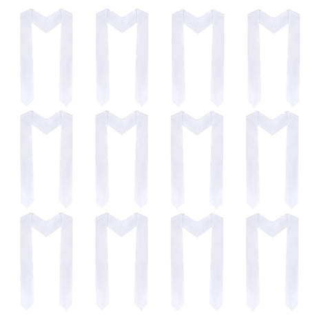 baotongle 12 Pieces Unisex Graduation Stole Sublimation Blank Graduation Stole Plain Graduate Honor Stole 70 Inches(12, White, 70x4.7inches) baotongle