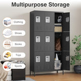 Letaya Metal Lockers for Employees-9 Door Storage Locker with Shelves and Lockable Steel Cabinet for School,Gym,Office,Staff(Black, 9 Door) Letaya