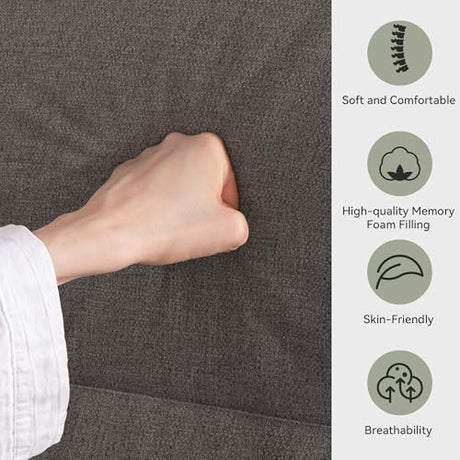 AMICLIBER Convertible Futon Sofa Bed,Grey Linen Modern Futon Couch,Memory Foam Loveseat Sleeper Recliner,Detachable Cushion,Adjustable Backrest & Armrest,Couch for Living Room,Office,Apartment AMICLIBER