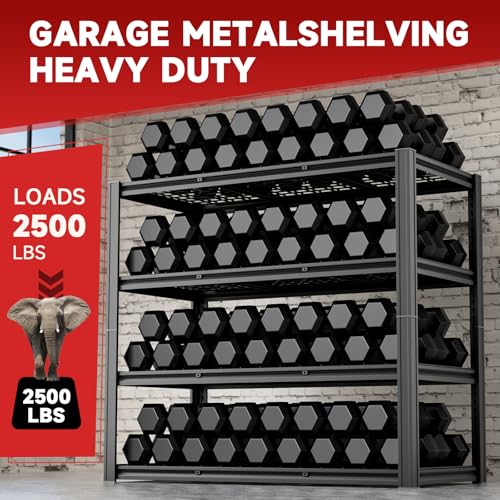 cynnda 4-Tier 60" W x 24" D x 60" H Garage Shelving Heavy Duty 2500LBS Garage Storage Rack Basement Warehouse Storage Shelves Units Adjustable Metal Shelf for Garages(Black) cynnda