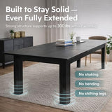 PatioPerk 54.3-84.5 Extendable Dining Room Table for 4–10, Space-Saving Family Dining Table with Slide-Out Extension Leaves, Modern Dining Table for Apartment Small Space (Black) PatioPerk