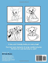 Puppies Coloring Book: Large, Simple and Fun Coloring Pages for Kids Ages 1-4 WoodArtSupply