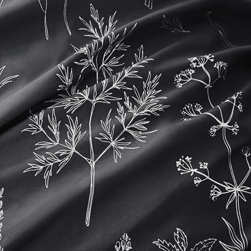 Love's cabin King Size Comforter Set Black - King Comforter Set, 3 Pieces Cute Floral Bedding Sets for All Seasons,1 Soft Reversible Botanical Flowers Comforter and 2 Pillow Shams Love's cabin
