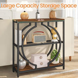 Snughome Entryway Table with 3 Tier Storage Shelves, Narrow Console Table Industrial Sofa Table with Circle Base, Behind The Couch Entrance Table for Hallway, Living Room, Foyer Snughome