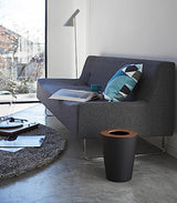 Yamazaki Home Trash Can - Small Modern Home Wastebasket for Bathroom Kitchen office Steel + Wood One Size Walnut YAMAZAKI