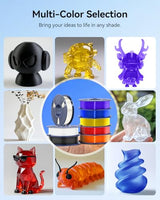 JAYO PLA+ Filament Bundle 1.75mm, 3D Printer Filament Bundle Multicolor, Individually Vacuum Packed, 250g Spool, 8 Pack, 2KG in Total, Black+White+Transparent+Clear(Blue+Red+Orange+Yellow+Purple)