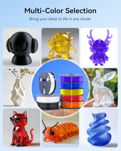 JAYO PLA+ Filament Bundle 1.75mm, 3D Printer Filament Bundle Multicolor, Individually Vacuum Packed, 250g Spool, 8 Pack, 2KG in Total, Black+White+Transparent+Clear(Blue+Red+Orange+Yellow+Purple) JAYO