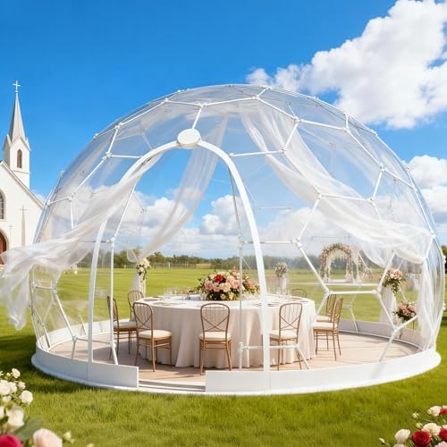 Garden Dome Tent, 12 x 7.2 ft Outdoor Clear Tent House for 4-7 Person, Waterproof PVC Bubble Dome House for Backyard Party Camping WUHUWOO