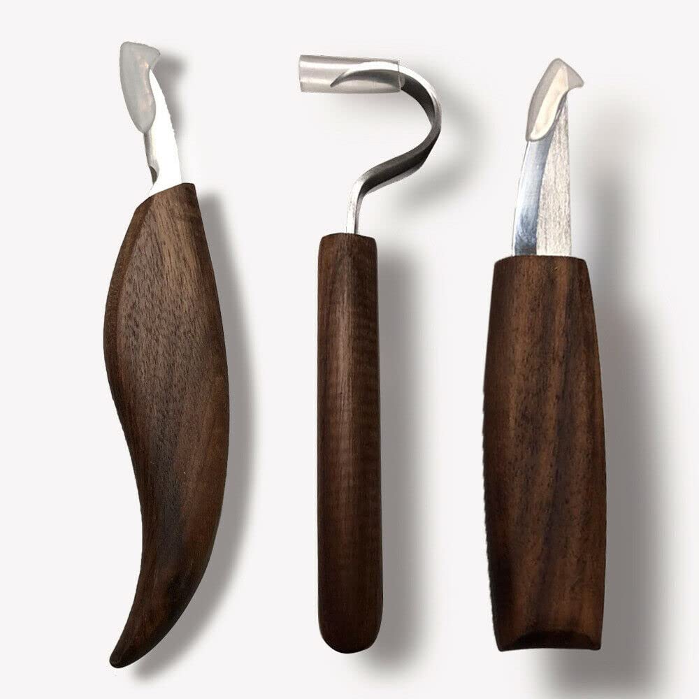 10Pcs Wood Carving Knife Set Beginner Kit, Convenient Tools Set Cut Resistant Gloves Spoon Carving Hook Knife, Wood Carving Whittling Knife, Chip Carving Detail Knife Sandpaper for Woodworking Rvetol