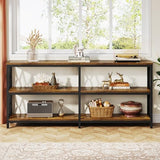 LITTLE TREE Console Table with Storage Shelves, 70.9" Industrial 3-Tier Sofa Table for Living Room, Long Foyer Table Entryway Table for Hallway, Front Door, Entrance, Rustic Brown & Black LITTLE TREE