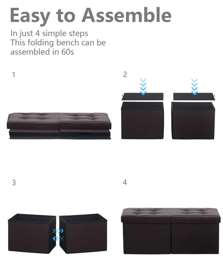 AmasSmile Footrest Ottoman Bench with Storage,34Inch Brown Leather Footstool, Coffee Table, Padded Seat, Storage Chest,Blanket Store with Flipping Lid for Livingroom and Bedroom AmasSmile