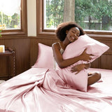 CozyLux Satin Sheets Full Size Sheets - 4 Piece Silky Full Size Bed Sheets, Luxury Dirty Pink Full Bed Set with Smooth and Soft Microfiber, Includes 1 Fitted Sheet, 1 Flat Sheet and 2 Pillowcases CozyLux