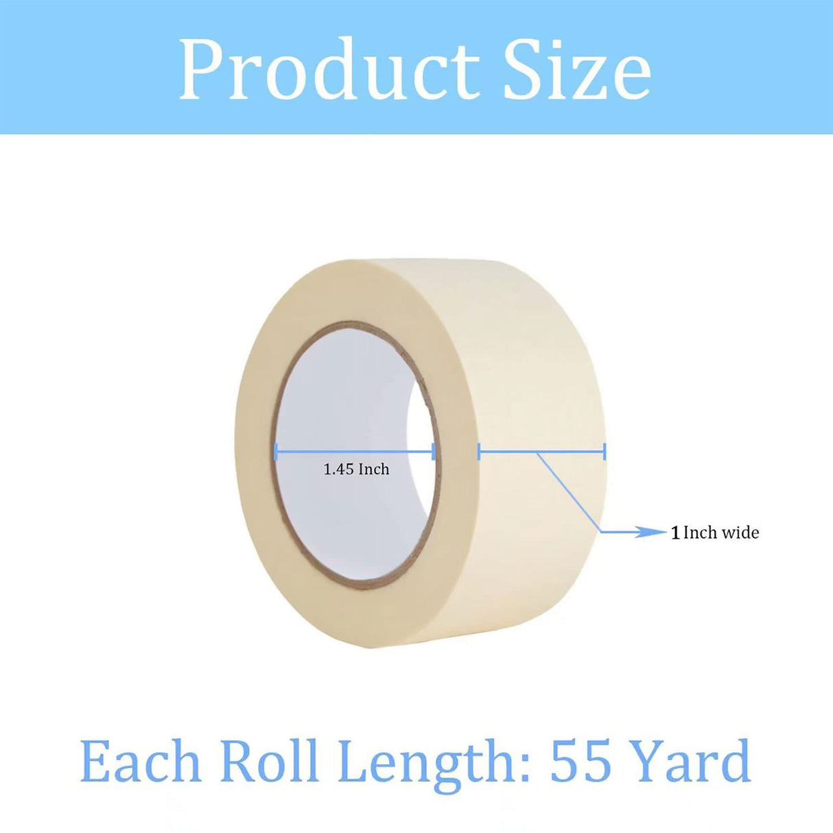 Lazybug studio Masking Tape 1 inch 12 Pack, Adhesive Painting Tape Bulk for General Purpose Use, 1 inch x 55 Yards x 12 Rolls, 660 Yards in Total Lazybug studio