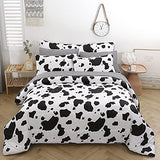 SUCSES Cow Print Queen Comforter Set with Sheets 8Pcs Bed in A Bag Queen Size Bedding Set Geometric Black and White Duvets for All Season SUCSES