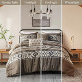 Madison Park Queen Comforter Set, Stripes Herringbone Southwestern Boho Comforters Queen Size, All Season Lightweight & Fluffy Microfiber Bed Set, 2 Décor Pillows, Mariposa, Full/Queen Brown 5 Piece Madison Park