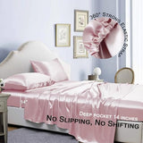 COZYXWORLD 4 Piece Satin Silky Sheet Set Queen Size, Cooling & Smooth Bedding Set for Hair and Skin, Deep Pocket Aesthetic Cute Women Bedroom Decor, Pink COZYXWORLD