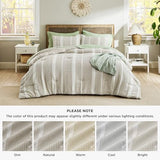 Bedsure Waffle King Size Comforter Set - Linen Soft Cotton Bedding Set for All Seasons, Stripe Fluffy Bed Set 3 Pieces with 1 Waffle Weave Comforter King Size and 2 Pillow Shams Bedsure