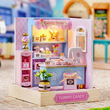 CUTEROOM DIY Doll House Miniature Furniture Wooden House Kit with Dust Cover & LED Light and Accessories - New Three Styles QT Series Dollhouse (QT045) CUTEROOM