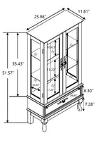 Zenvya Curio Cabinet Lighted Glass Cabinet Glass Wine Cabinet Curio Display Cabinet with Adjustable Glass Shelves 2 Doors and 1 Drawer Cabinet Sideboard with Bulb Included (Antique White) Zenvya