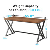 FurniChoi Solid Wood Computer Desk, Modern Real Wood Home Office Desk, Long Rustic Farmhouse Natural Wood Writing Desk, Executive Workstation PC Desk Table for Living Room Bedroom, Brown, 55 inch FurniChoi