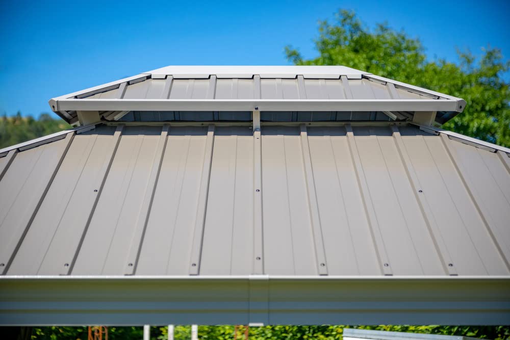 Sojag Outdoor 10' x 10' Monaco Hardtop Double Roof Gazebo Outdoor Sun Shelter, Champagne Sojag